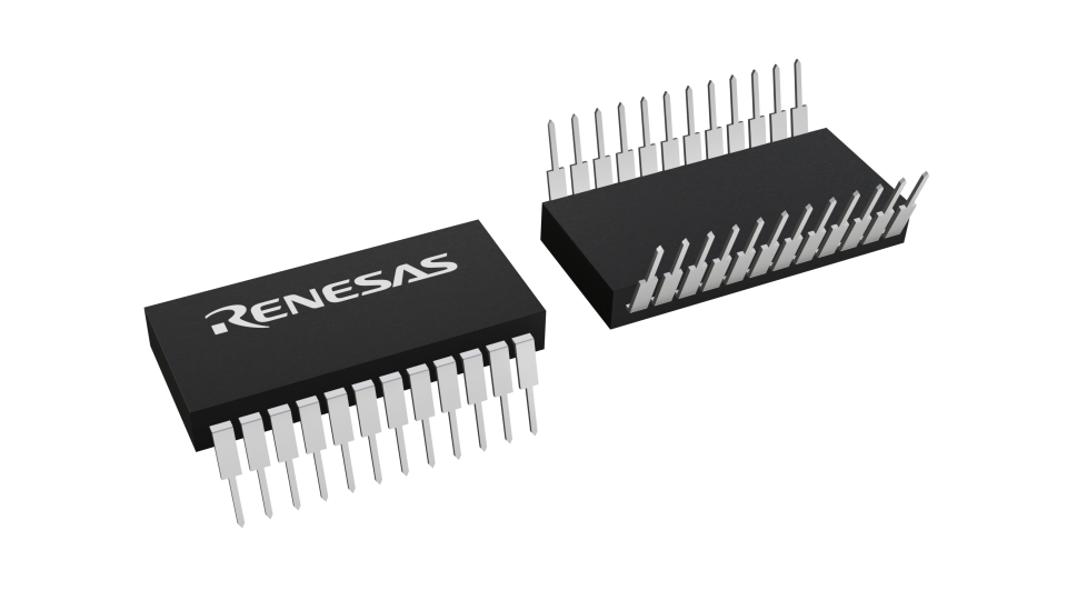 3D illustration featuring top and bottom views of PDIP chip package with 24 lead count.