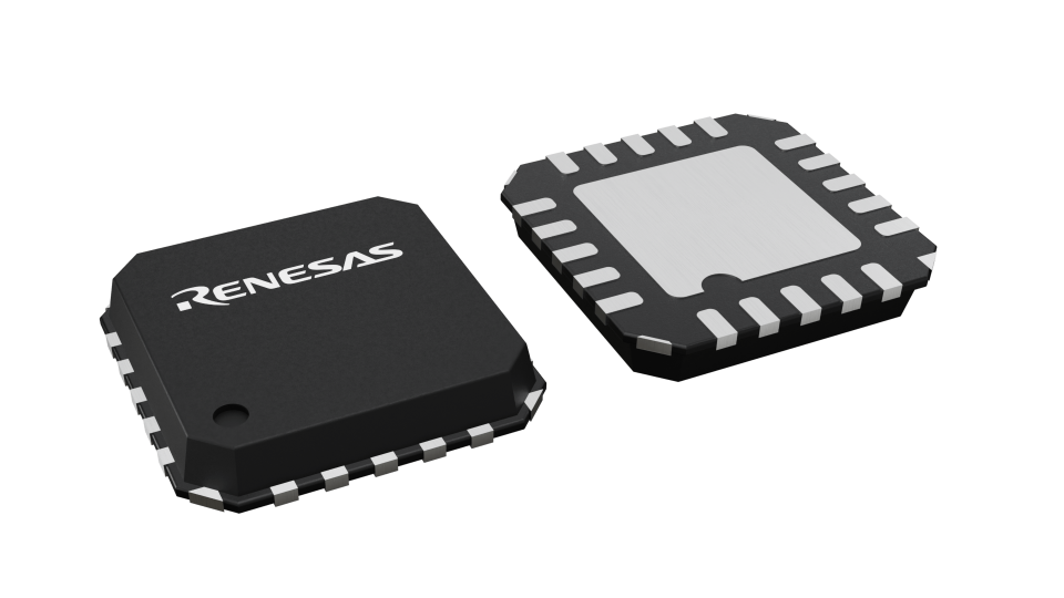 3D illustration featuring top and bottom views of QFN chip package with 20 lead count.
