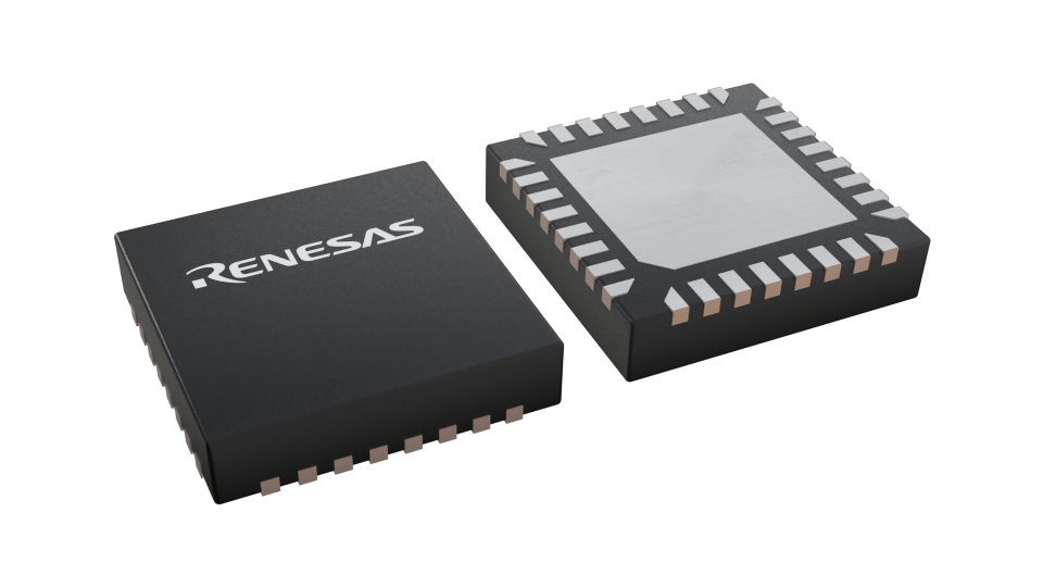 3D illustration featuring top and bottom views of qfn ic chip package with 32 leads