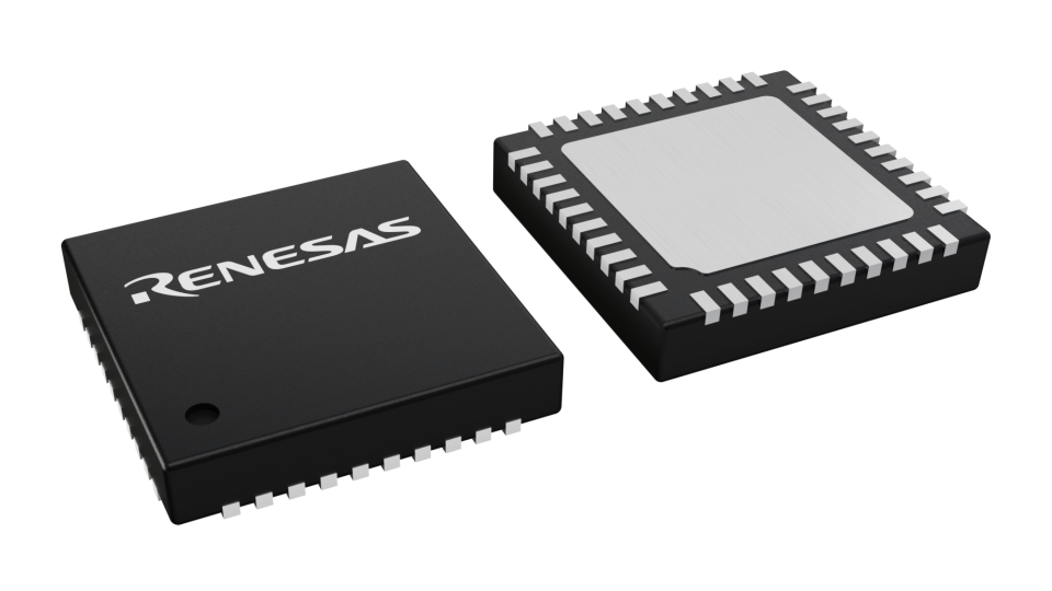 3D illustration featuring top and bottom views of QFN chip package with 40 lead count.