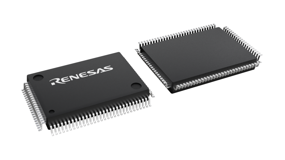 3D illustration featuring top and bottom views of QFP chip package with 100 lead count.