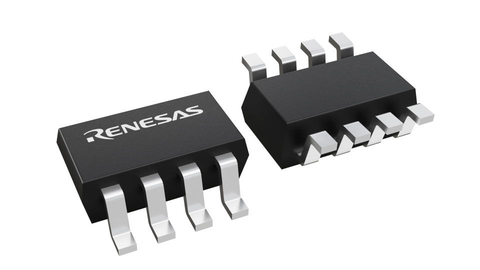 3D illustration featuring top and bottom views of SOT chip package with 8 lead count.