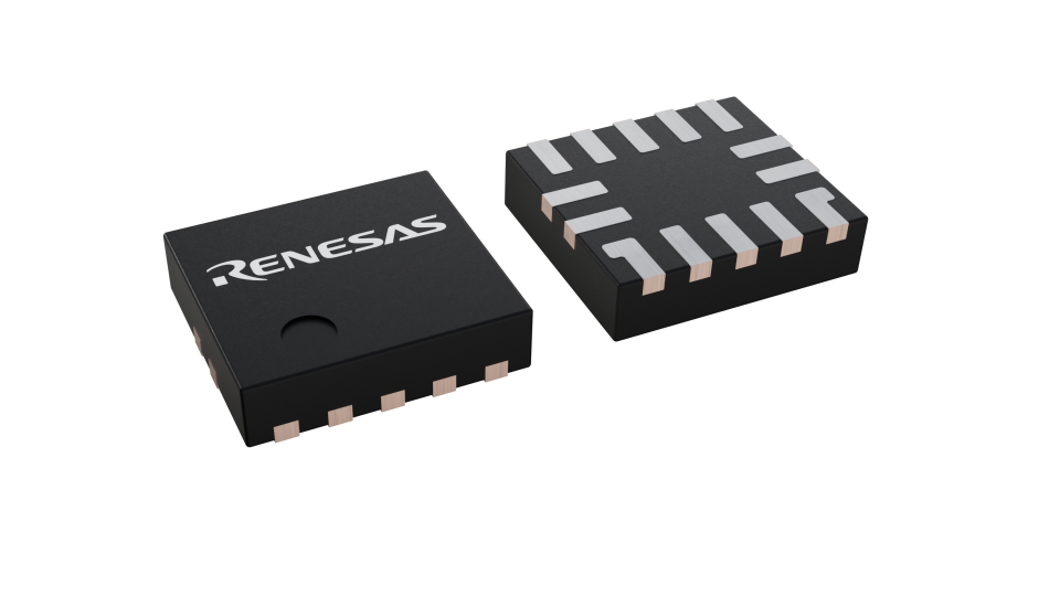 3D illustration featuring top and bottom views of STQFN chip package with 14 lead count.