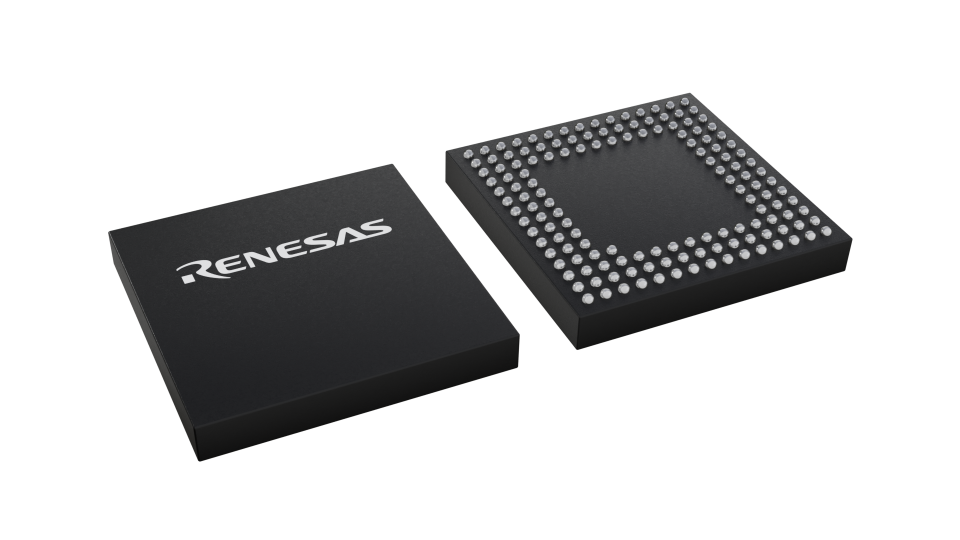 3D illustration featuring top and bottom views of TFBGA IC chip package with 145 lead count.