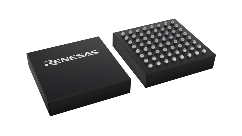 3D illustration featuring top and bottom views of TFBGA IC chip package with 64 lead count.