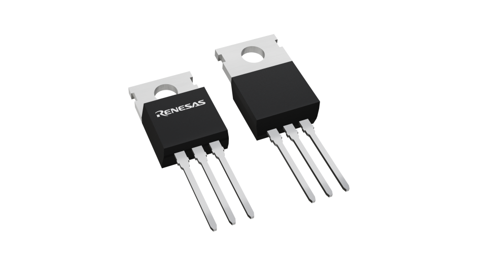 3D illustration featuring top and bottom views of TO-220ABA chip package with 4 lead count.