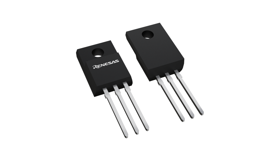 3D illustration featuring top and bottom views of TO-220FN chip package with 4 lead count.