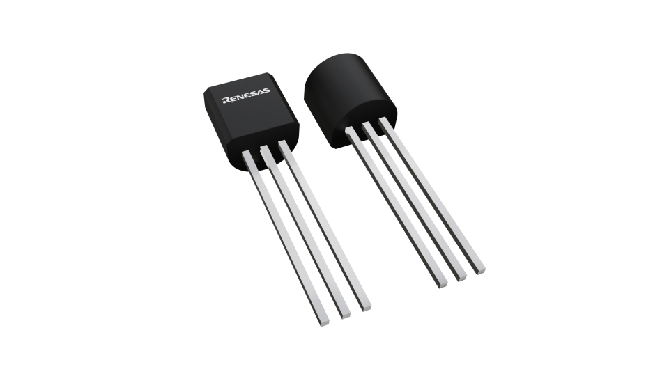 3D illustration featuring top and bottom views of TO-92 chip package with 3 lead count.