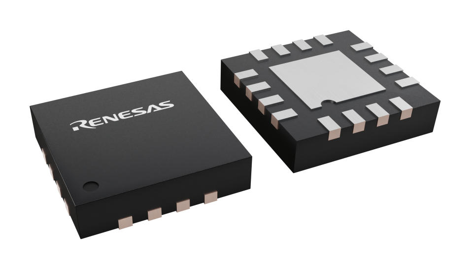 3D illustration featuring top and bottom views of TQFN chip package with 16 lead count.