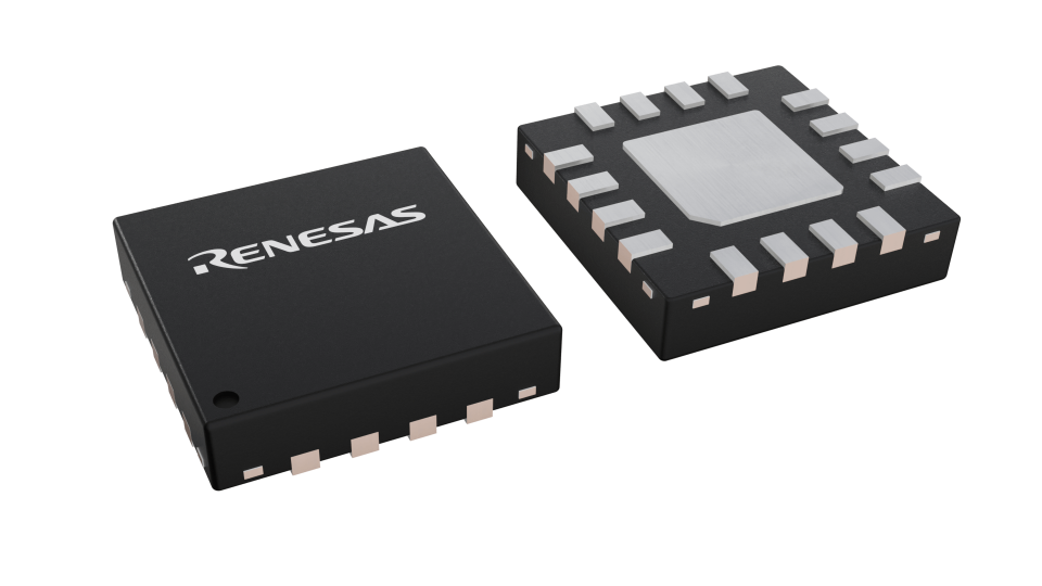 3D illustration featuring top and bottom views of TQFN IC chip package with 16 lead count.