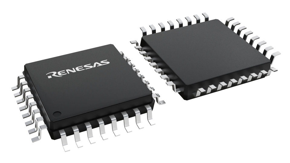 3D illustration featuring top and bottom views of TQFP chip package with 32 lead count.
