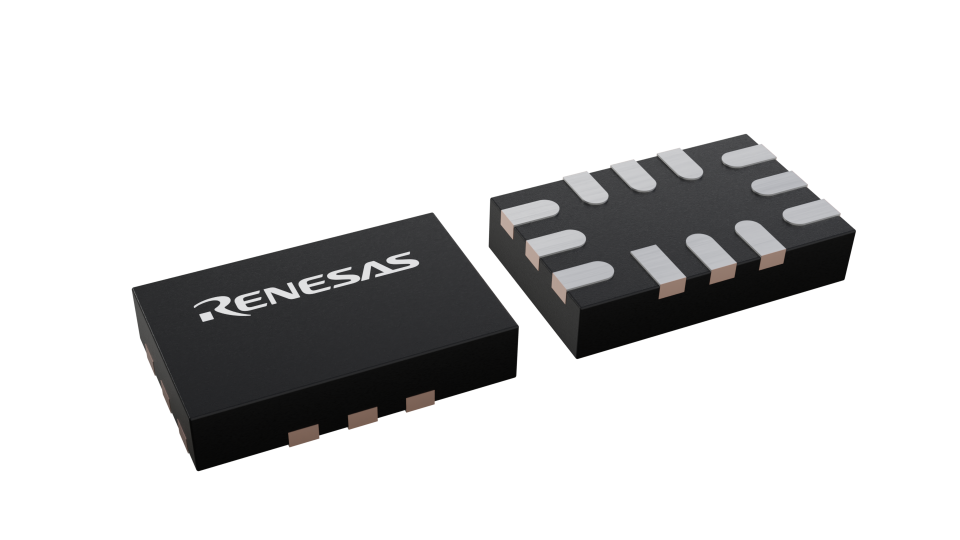 3D illustration featuring top and bottom views of UTDFN IC chip package with 12 lead count.