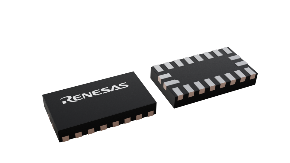 3D illustration featuring top and bottom views of UTDFN IC chip package with 20 lead count.