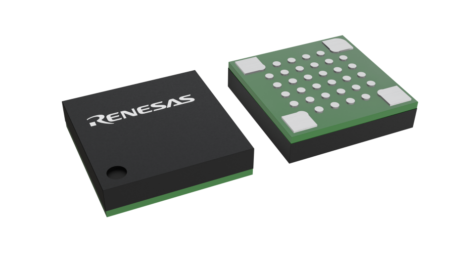 3D illustration featuring top and bottom views of VFLGA IC chip package with 36 lead count.