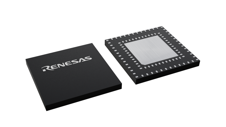 3D illustration featuring top and bottom views of VFQFPN IC chip package with 100 lead count.