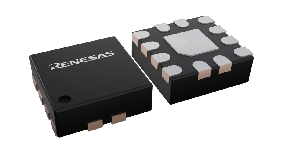 3D illustration featuring top and bottom views of VFQFPN IC chip package with 12 lead count.