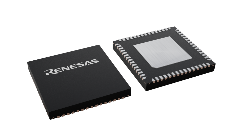 3D illustration featuring top and bottom views of VFQFPN IC chip package with 60 lead count.