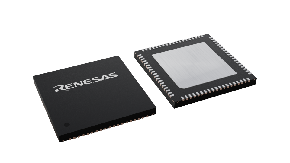 3D illustration featuring top and bottom views of VFQFPN IC chip package with 76 lead count.