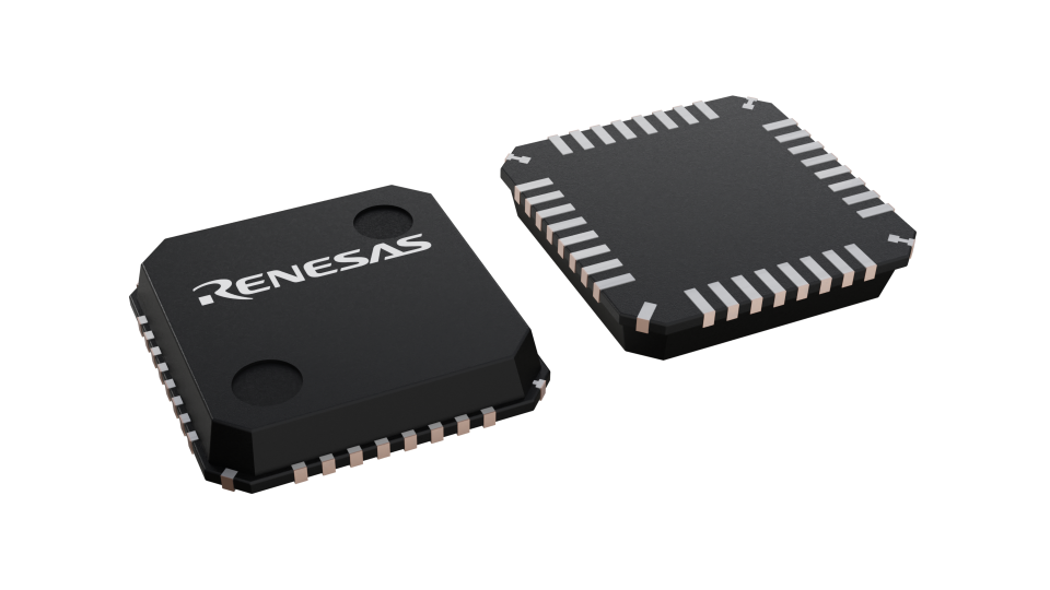 3D illustration featuring top and bottom views of VQFN IC chip package with 32 lead count.