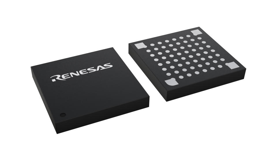 3D illustration featuring top and bottom views of WFLGA IC chip package with 64 lead count.