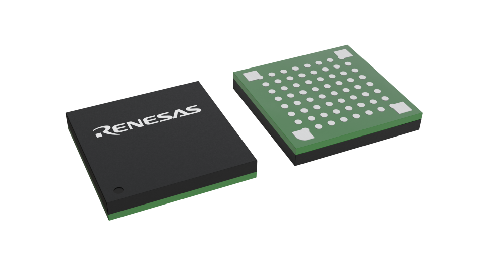 3D illustration featuring top and bottom views of WFLGA IC chip package with 64 lead count.
