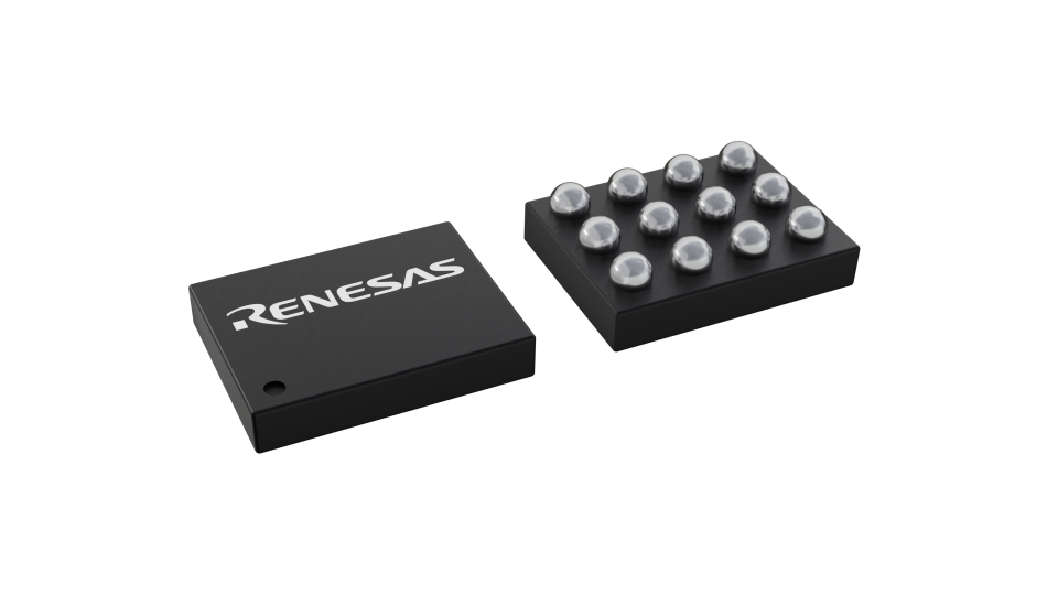 3D illustration featuring top and bottom views of WLCSP IC chip package with 12 lead count.