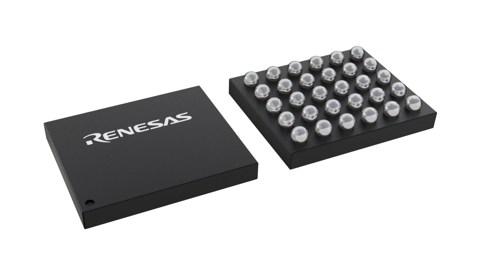 3D illustration featuring top and bottom views of WLCSP IC chip package with 30 lead count.