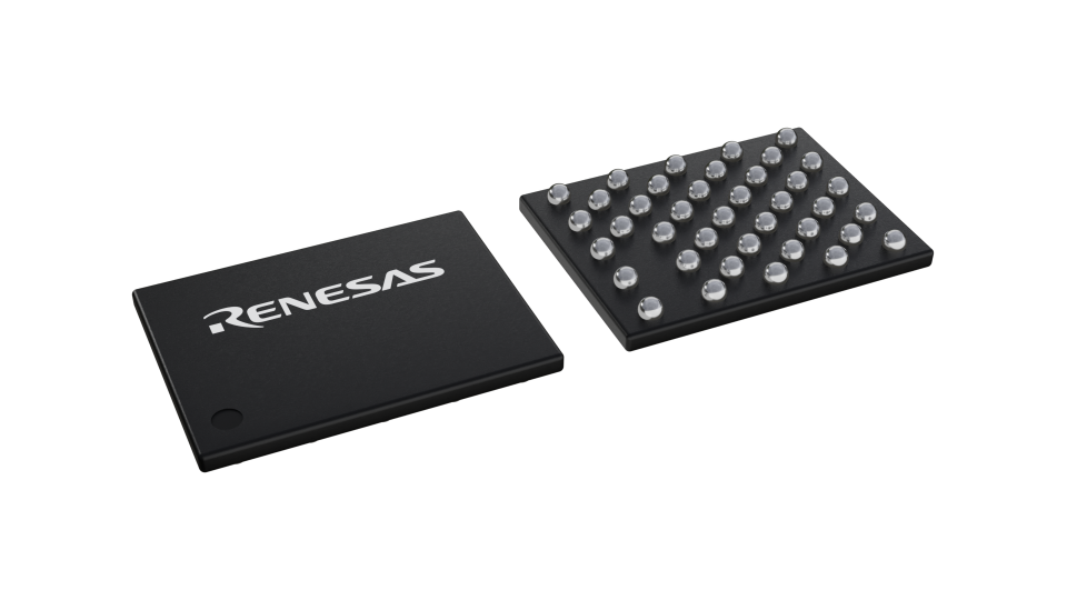 3D illustration featuring top and bottom views of WLCSP IC chip package with 39 lead count
