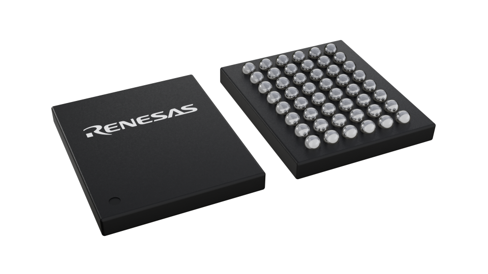 3D illustration featuring top and bottom views of WLCSP IC chip package with 48 lead count.