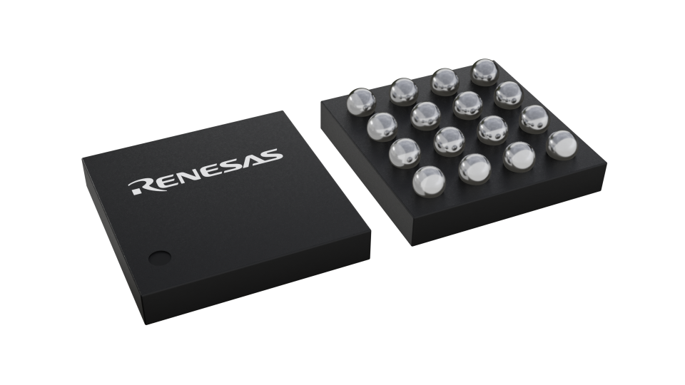 3D illustration featuring top and bottom views of WLCSP-TCURDL IC chip package with 16 lead count.