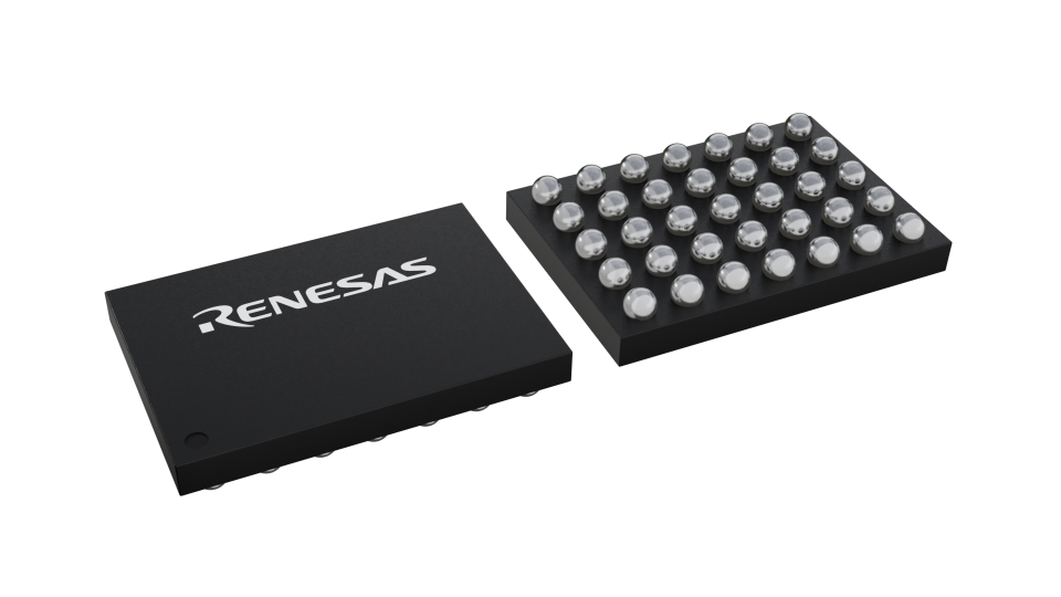3D illustration featuring top and bottom views of WLCSP-TKCURDL IC chip package with 35 lead count.