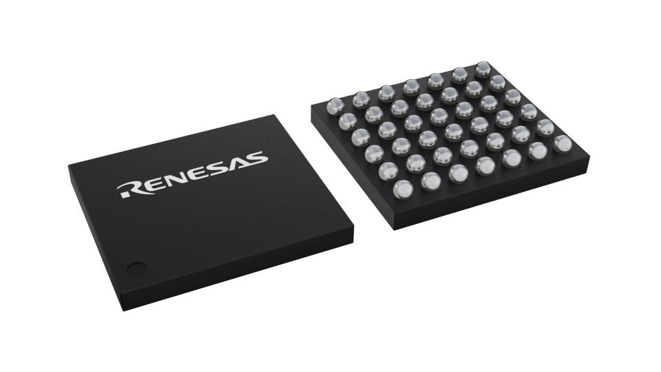 3D illustration featuring top and bottom views of WLCSP-TKCURDL IC chip package with 42 lead count.