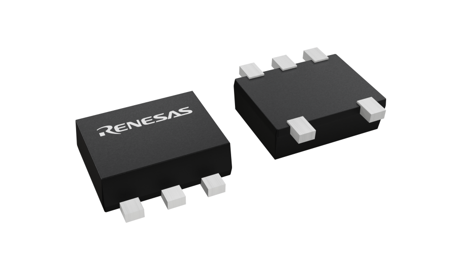 3D illustration featuring top and bottom views of XSOF IC chip package with 5 lead count.