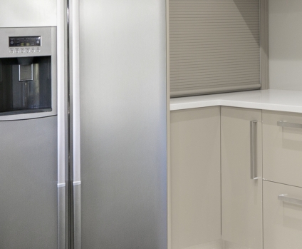 Modern kitchen with stainless steel appliances