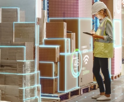 Warehouse worker locationing packages with data logging