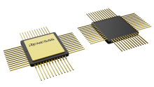 3D illustration featuring top and bottom views of CQFP IC chip package with 48 lead count.