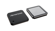 3D illustration featuring top and bottom views of HVQFN IC chip package with 48 lead count.