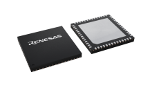 3D illustration featuring top and bottom views of HWQFN IC chip package with 56 lead count.