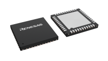 3D illustration featuring top and bottom views of STQFN IC chip package with 44 lead count.