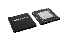 3D illustration featuring top and bottom views of VFQFPN IC chip package with 100 lead count.