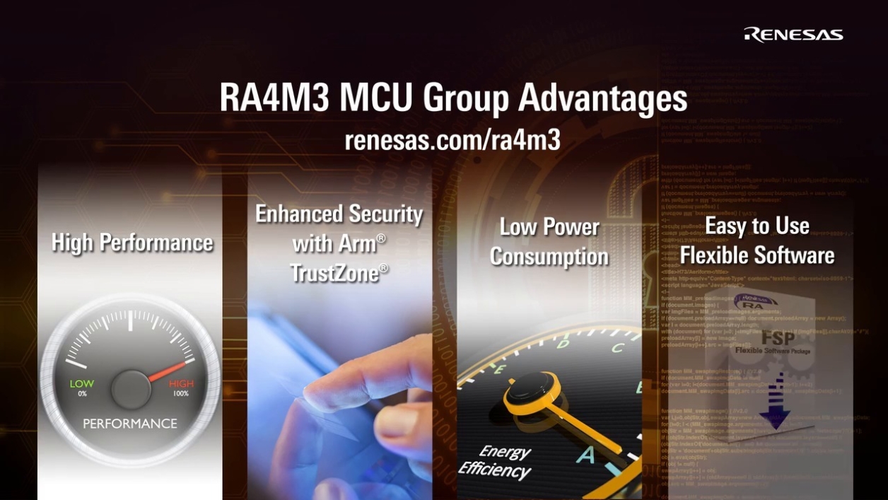 RA4M3 100 MHz, 32-bit MCUs with Arm Cortex-M33 Core