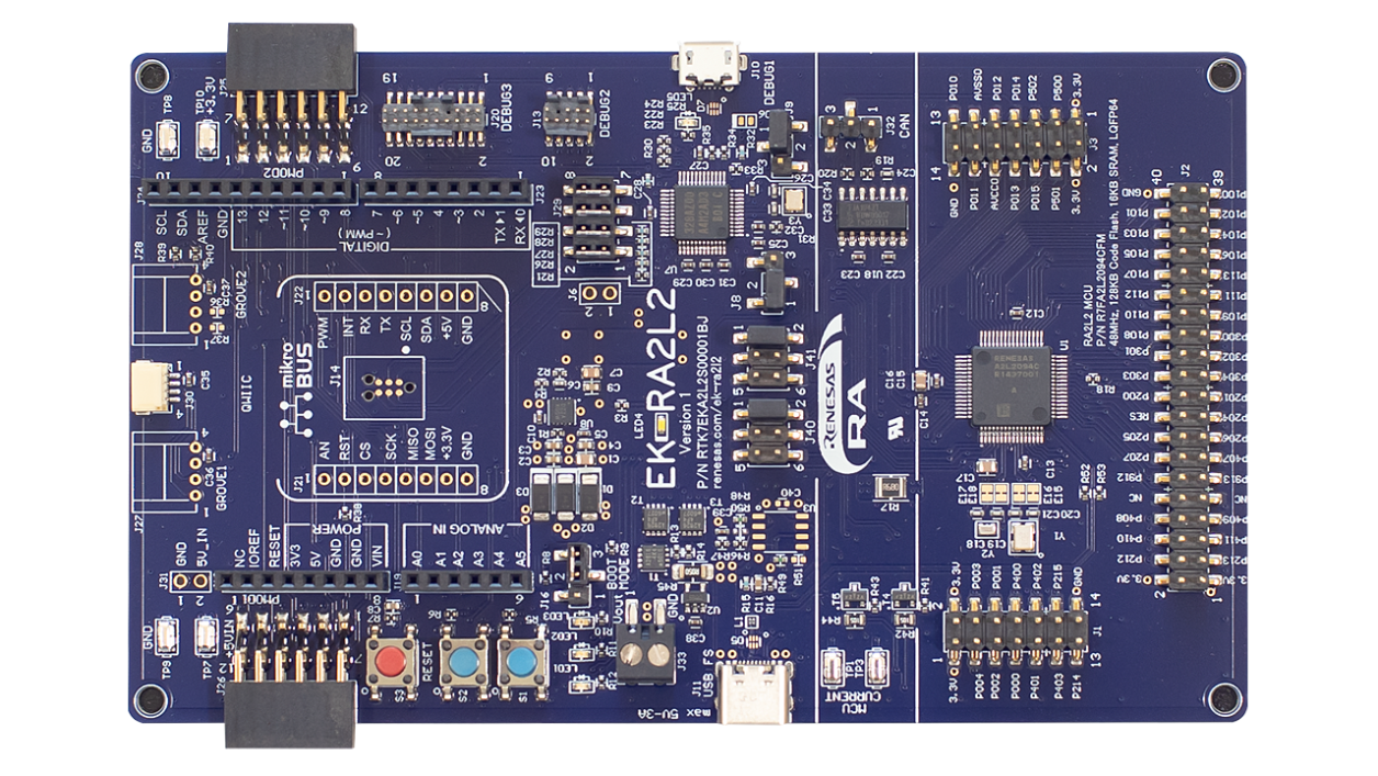 EK-RA2L2 Evaluation Board - Top