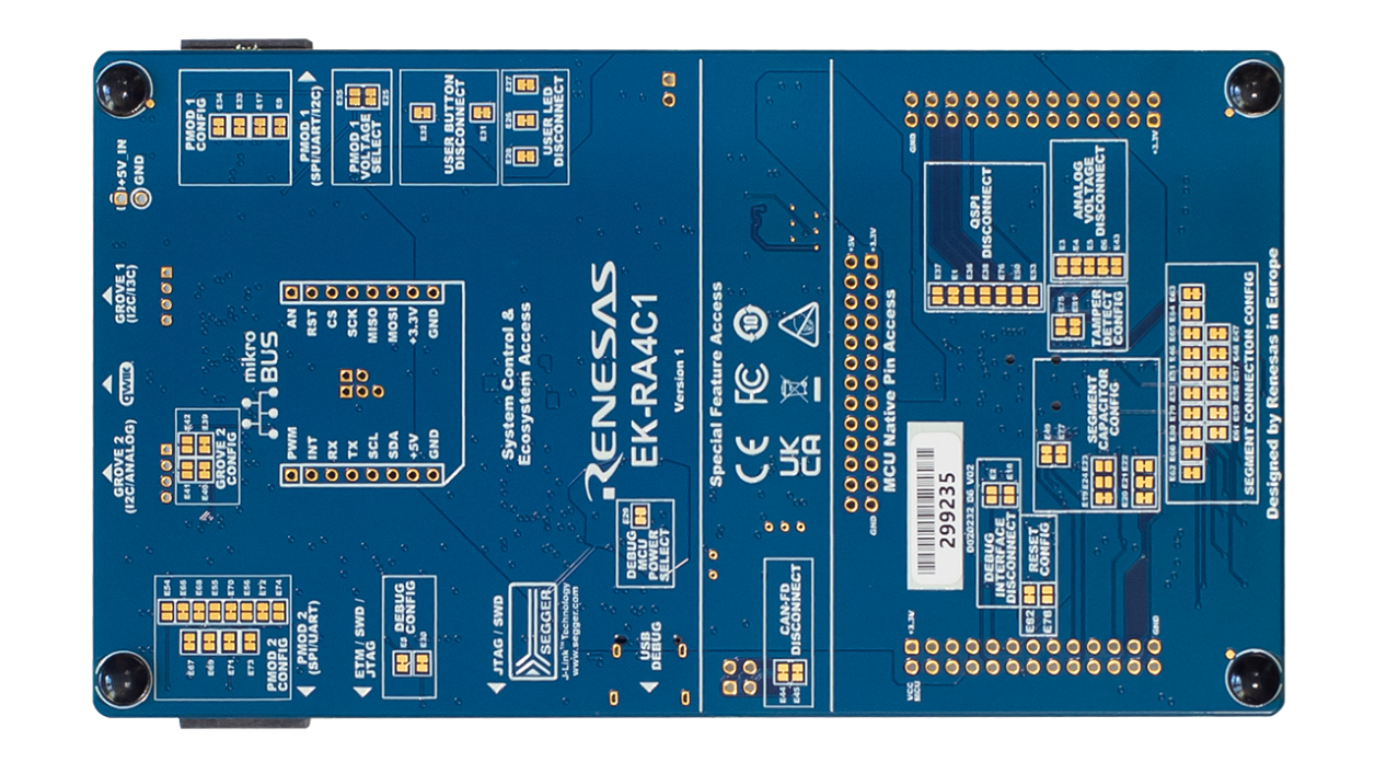 EK-RA4C1 Evaluation Board - Bottom