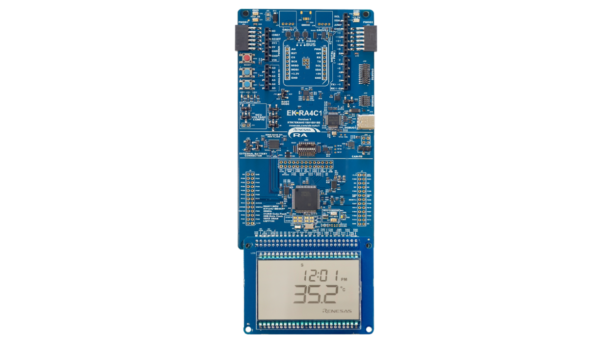 EK-RA4C1 Evaluation Board - LCD board connected