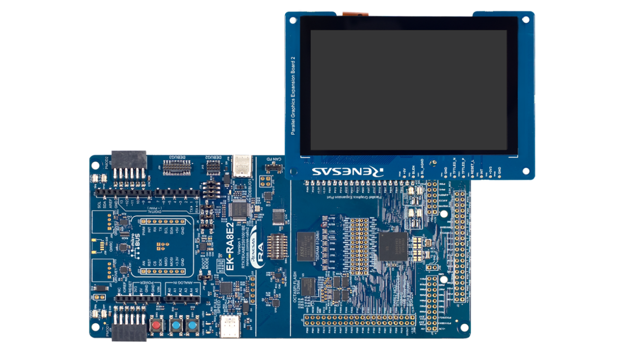 EK-RA8E2 Evaluation Board - LCD screen attached