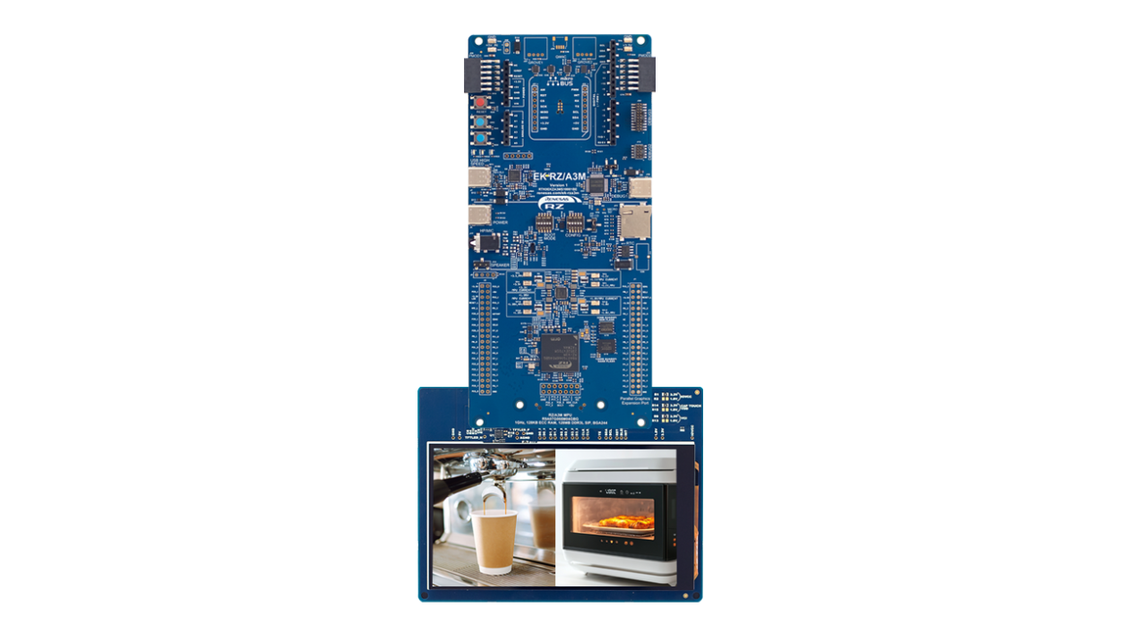 EK-RZ/A3M Evaluation Board - LCD panel attached