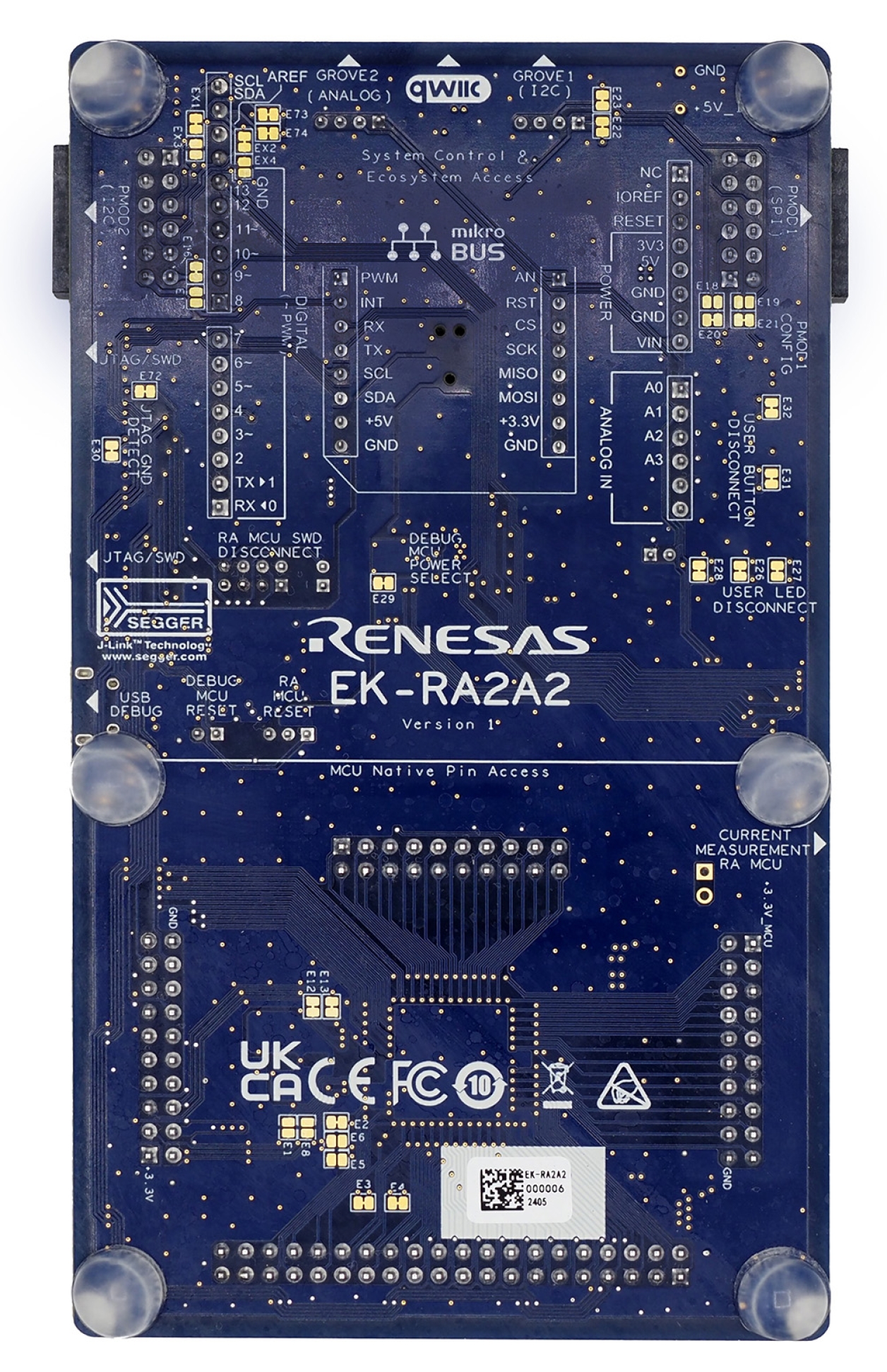 EK-RA2A2 Evaluation Board - Bottom