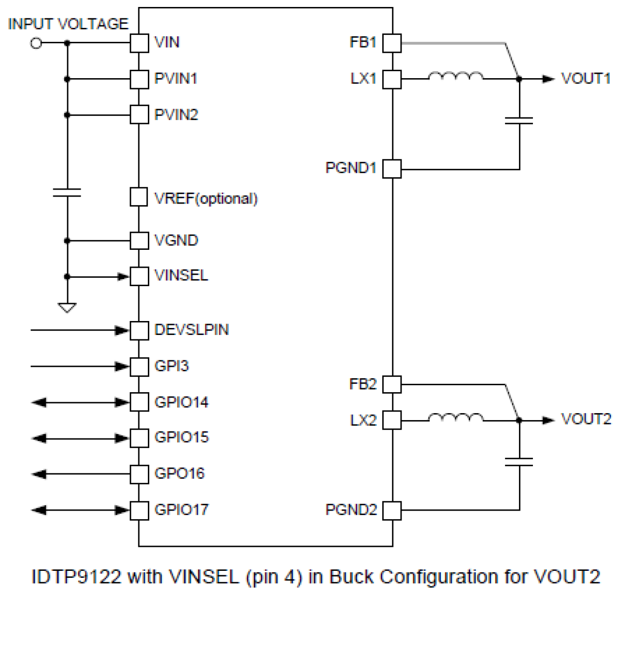 IDTP9122 - Application Circuit, Buck Config