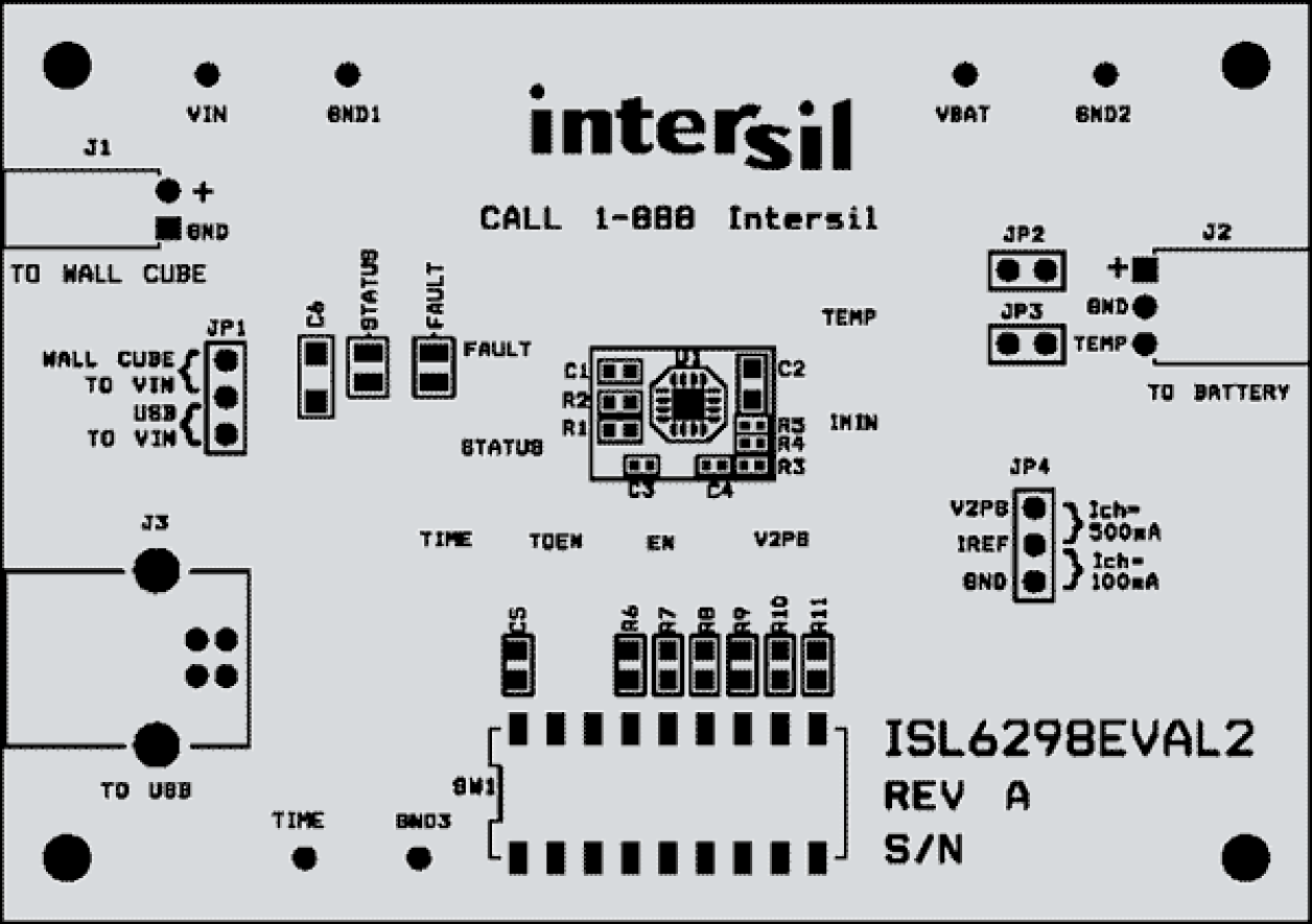 ISL6298EVAL2 Li-ion/Li-Polymer Battery Charger Eval Board