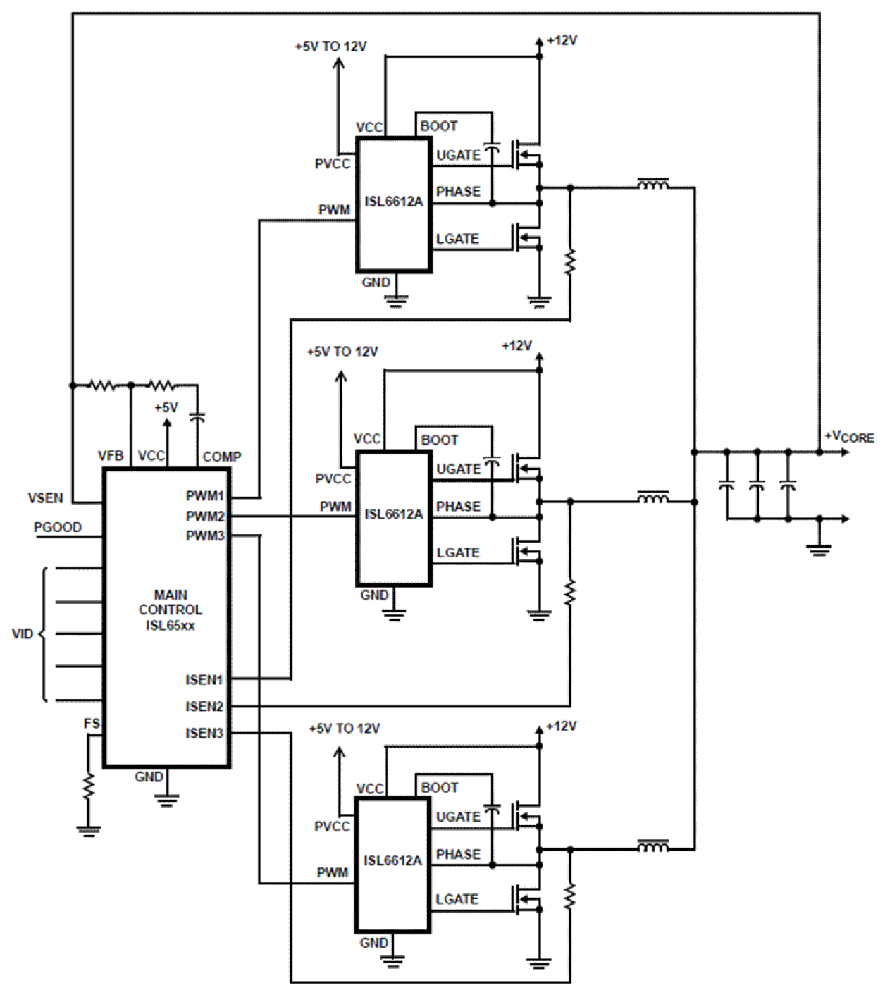 ISL6612A_ISL6613A Functional Diagram